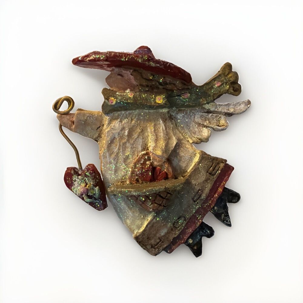 VTG Kurt Adler Flying Hope Christmas Angel With Red Hat and Heart